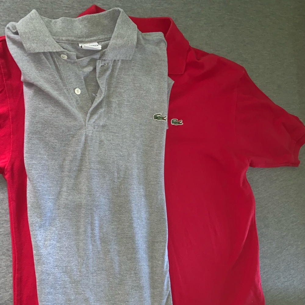 Lacoste Mens Polo Shirts Grey & Red Size 5 2 Pack